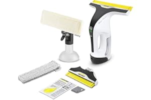 Kärcher WV 7 Signature Line Battery Operated Window Cleaner, Battery Life: 100 min, LED Charging Indicator, 2 Suction Nozzles, Spray Bottle with 2 Microfiber Cloths, Dirt Scraper, 20 ml Window Cleaner