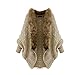 Arrowhunt Women's Batwing Sleeve Cardigan Cloak Fur Collar Sweater Cape