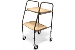 VERAX HEALTHCARE Home Helper Trolley on Wheels – Height Adjustable Mobility Trolley with Two Removable Trays – Strong Steel Frame Mobility Aid Walker – Easy-to-Clean Catering Trolley for Kitchen and Home Use