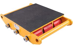 BATHRENA Industrial Machine Skates 6/8/15T Machinery Skate with 360° Rotation Cap Industrial Moving Equipment-Mover Dolly Skate Roller (15T 33000lbs Yellow)