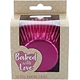 Baked with Love Pink Foil Baking Cases, Foil Baking Cups, Greaseproof Cupcake Cases, Classic Pink - Pack of 50