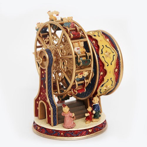 Home Deco - big wheel orgel Teddy Bear Ferris Wheel Music Box (Red)