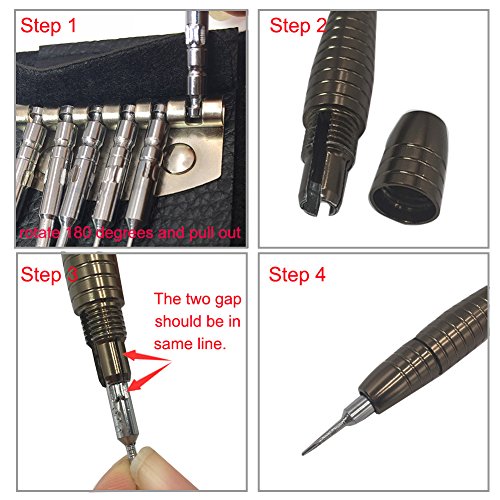 JTENG Gehärtet Schraubendreher Set 25-teilig Präzisions Minischraubenziehern Magnetisierbar Reparatur Set, Torque, Schlitz, Kreuzschlitz, Etui für die Elektronik PC Laptop Werkzeugset Plus / Entmagnetisieren Magnetic - 5