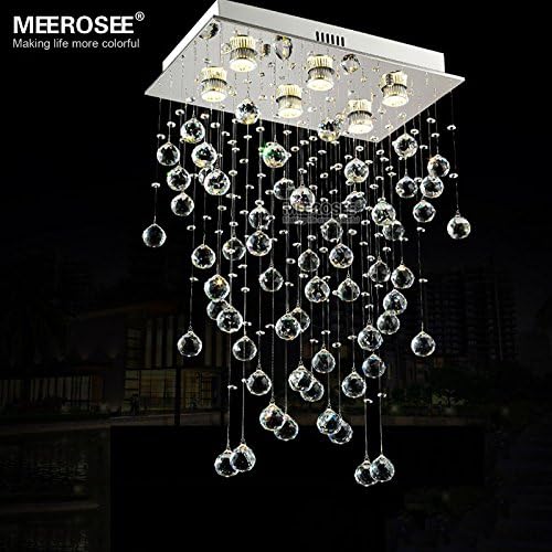 Rectangle Crystal Light Fixture Ceiling Mounted Living Room Bedroom Lamp Lustres De Cristals Lighting With Real K9 Crystals,White,24W