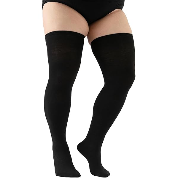 Lot 3 Paires Chaussettes Mi-Cuisses Opakes Avec Nœud Grande Taille Femme - Saint-Valentin, Cosplay, Quotidien