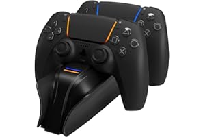 Snakebyte PS5 TWIN:CHARGE 5 - PlayStation 5 charging station for DualSense controller, charger kit for 2 wireless controllers including Type-C cable, LED charge status display, PS5 design, Black
