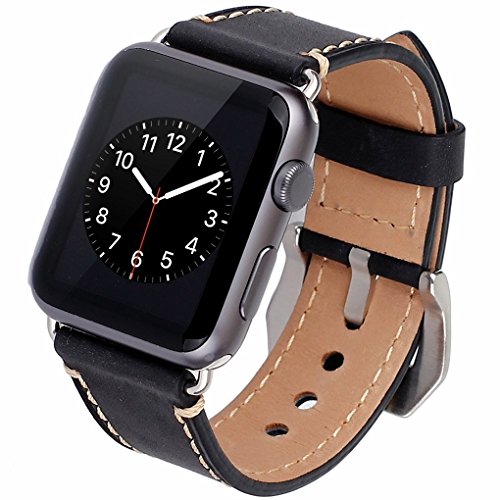 Apple Watch 42mm Correa ZRO Vendimia Cuero Genuina Reemplazo Correa de
Reloj con Seguro Cierre de Metal Hebilla para Apple iWatch Serie 2
Serie 1 Negro