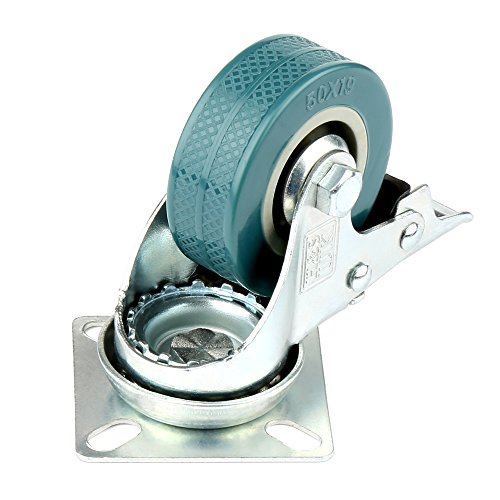 H&S Lenkrollen mit Gummibereifung, 50 mm, Bremse, 4 Stück - 2