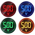 SP Electron (Set of 4) AC 60-500V LED Voltage Meter Indicator Signal Light Digital Display Voltage Meter Indicator Round Lamp Tester (Red, Blue, Green, yellow)