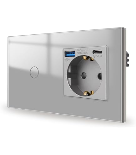 Acmerota Interruptor Táctil De Luz De Pared 1 Gang 1 Vía AC 110V-240V 10A 500W, Sin Cable Neutro (Negro