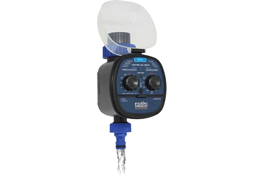 Aqua Control C4099O Programador de Riego para Jardín, Para todo tipo de Grifos, Apertura a 0 Bar, Color Azul