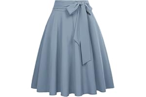 Belle Poque Falda plisada estilo años 50 con bolsillos para fiesta de té, cóctel para mujer