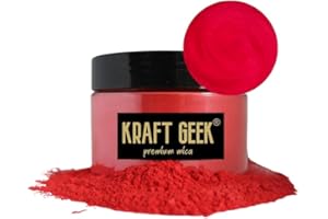 KRAFT GEEK Polvere di mica rossa Premium Mars 50g. Colorante in polvere per pigmenti di resina epossidica Coloranti naturali per saponi, candele, melma, bombe da bagno, trucco, unghie, tessuti, tintur