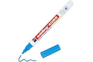 edding 4085 Pennarello a Gesso - Azzurro - Punta tonda 1-2 mm - Penna a gesso per lavagna cancellabile - per scrivere su finestre, vetro, specchi - inchiostro opaco altamente coprente