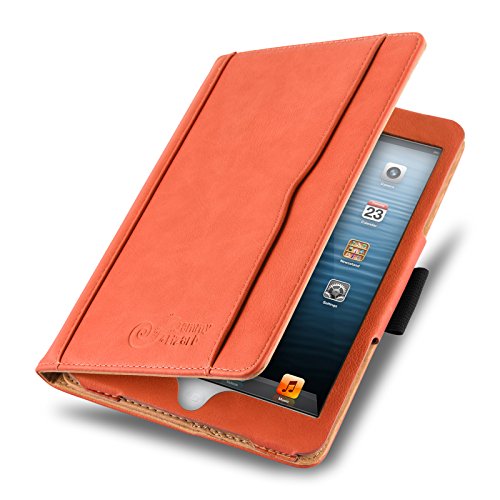 iPad Mini Hülle - JAMMYLIZARD Ledertasche Smart Cover mit Standfunktion für iPad Mini 4. 3. 2. & 1. Generation, ORANGE & HONIG