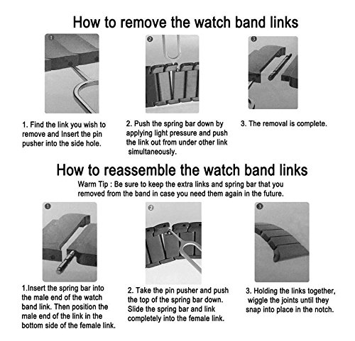 EloBeth Ersatzarmband für Apple Watch Armband, Edelstahl mit Metallschließe 42mm - 7