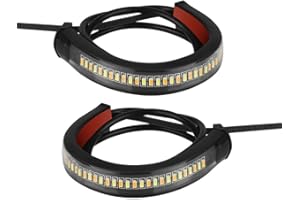 Riloer 2PCS LED Light Bar, Universal Motorcycle Indicator Dual Colour Light Bars 12v 36 Lamp Beads Turn Signal Lightbar, Motorcycle Indicators LED,Streamer Strip,Amber & White