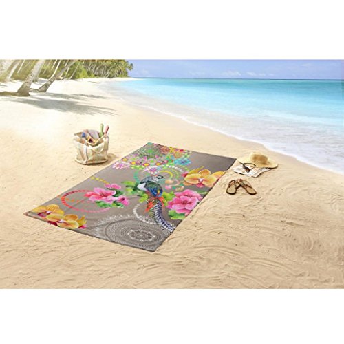 HIP Strandtuch Strandlaken Duschtuch Baumwolle taupe bunt 100 x 180 cm - 2