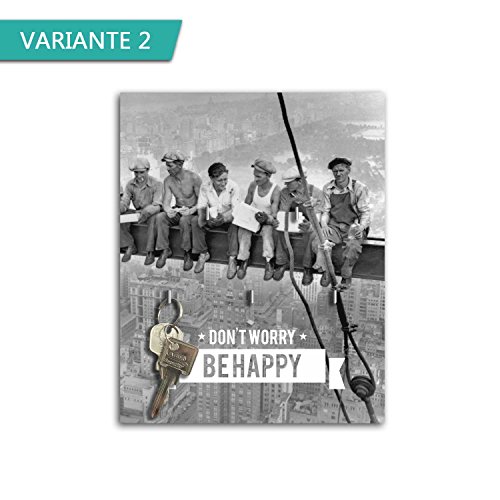 Schlüsselbrett mit Spruch Design Don´t worry, be happy (20x25cm) Schlüsselboard Schlüsselhaken SB846 (Variante 2)