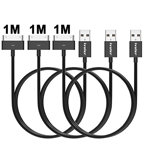 [3 Stück] iPhone 4s Kabel, iVoler [3ft/1m] 30 Pin Dock Connector auf USB Kabel Sync und Ladekabel Datenkabel USB mit 30 polige Stecker für Apple iPhone 4/4s, iPhone 3G/3GS, iPad 3/2/1, iPod touch 2 3 4, iPod nano 5/6 (Schwarz)