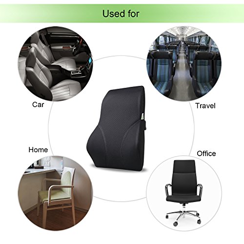 amzdeal Rückenkissen Rückenunterstützung Kissen Lendenkissen für Bürostuhl und Chefsessel Schwarz - 6