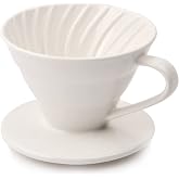 Porcelain Coffee Filter, Ceramic Coffee Filter Holder, Reusable Coffee Filter Cup, Manual Coffee Canister Filter 2-3 Cups (Wh