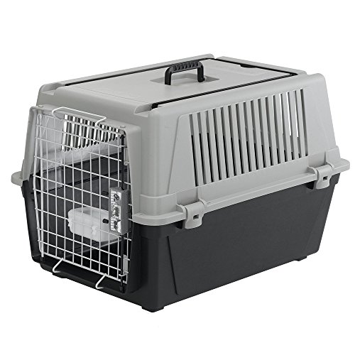Ferplast Trasportino per Cani Taglia Media Atlas 40 Professional, Ciotola Inclusa, Porta in Acciaio Plasticato, Sistema di Chiusura di Sicurezza, Griglie per L'Aerazione, 49 X 68 X 45,5 cm Grigio