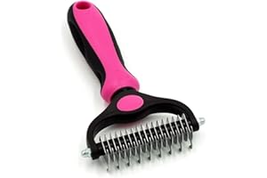 EMK Sports Professional Pet Dog Cat Comb Brush Grooming Undercoat Rake Comb Dematting Tool (BIG PINK)