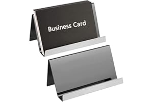 YANJINGHE Soporte para Tarjetas Visita, 2 Piezas Titular la Tarjeta Negocios, Tarjeteros Escritorio, Porta Tarjetas Visita Acero Inoxidable, para Mostrador, Escritorio Oficina, Recepción Hotel (Negro)