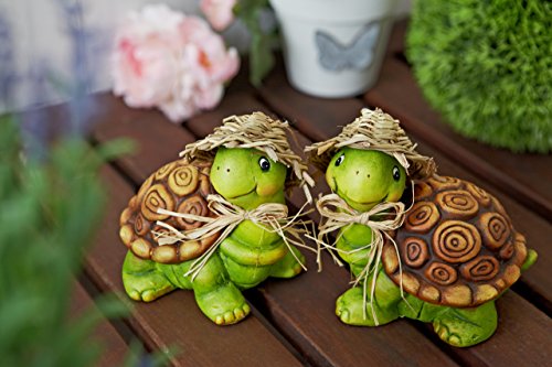 Heitmann Deco 61695 Keramik-Schildkroeten, 2er-Set, Keramik, gruen/Braun, 12 x 10.5 x 11.5 cm - 2