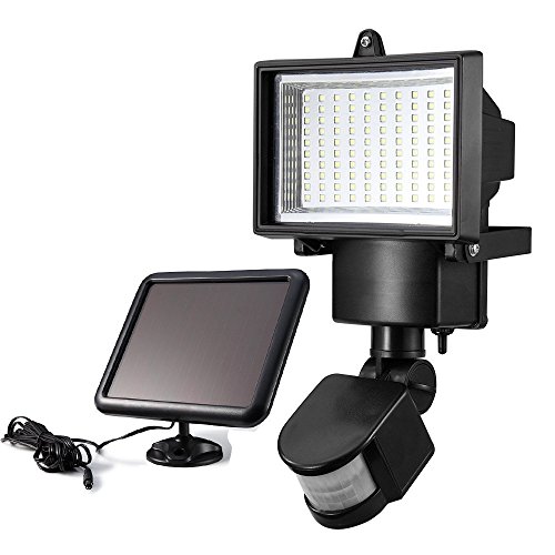 Solarleuchten 100 LED Kapoo im Freien drahtlose Sonnenenergie angetriebene Bewegungs-Sensor-Licht, Adjustable TIME, 3 Intelligent Modes, Solar Panel with 5 Meters Extend Cable