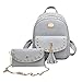 Produktbild Frauen Art Und Weise Niet Diamant-Leder-College-Schulter-Rucksack-Handtasche Tasche Reisen Zwei Beutel Multicolor,Grey-OneSize