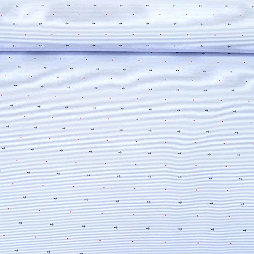 Baumwoll-Stoff „Eva“ Streifen / verschiedene Prints / Anker Schwalben Punkte / mit Elasthan / Öko-Tex / Meterware ab 50cm / QX 6-51 (Anker) - 3