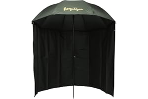 Michigan Fishing Umbrella with Top Tilt and Sides Brolly Shelter with FREE Carry Bag, Olive Green, 50", 60", 75" or 86"