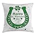 Produktbild WHALE LANDY 18"X18" St. Patrick's Day Throw Pillow Cushion Cover, Eat Drink and be Irish March 17th Celebration with Horseshoe and Shamrock Art, Decorative Square Accent Pillow Case, Green