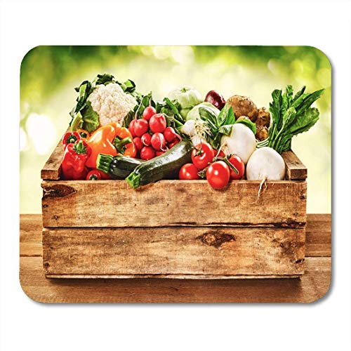 Preisvergleich Produktbild Mauspad Holzkiste mit Bauernhof-Frischgemüse-Blumenkohl-To... für Notebooks, Desktop-Computer Mauspads