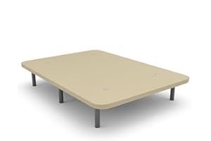 Duérmete Online - Base Tapizada 3D 135 x 190 Beige Extra Resistente con Gran Estabilidad y Barras de Refuerzo, Incluye 6 Patas metálicas roscadas de 25cm