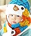 4 Migo Winter Warm Boys Wool Acrylic Hat/Scarf Set Knitted Hat Scarf Red Cute Bear for Christmas (Blue)