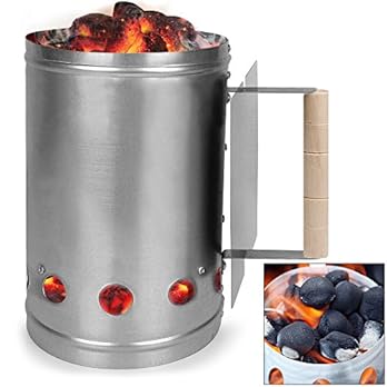 Deuba Kohlestarter Grillstarter Xxl Stahl Anzndkamin Mit Griff Und Hitzeschild 17 X 17 X 275 Cm Stabiler Griff Mit Hitzeschild Mehrere Belftungsffnungen Shisha Kohle