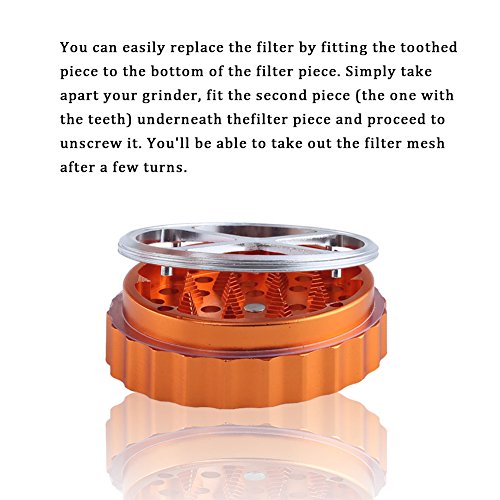 DCOU Neues Design Premium Grinder für Kräuter, Tabak und Kaffeebohnen 2.5 Zoll 63mm 4 Teile mit dreieckige sägezahnformige Klingen - 2