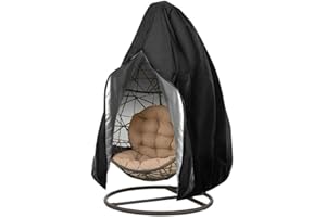 Ricyea Pokrowiec ochronny na fotel wiszący, wiatroszczelny, odporny na działanie promieni UV, pokrowiec Oxford, z zamkiem błyskawicznym, na fotel wiszący, kosz (czarny, 190 x 115 cm)