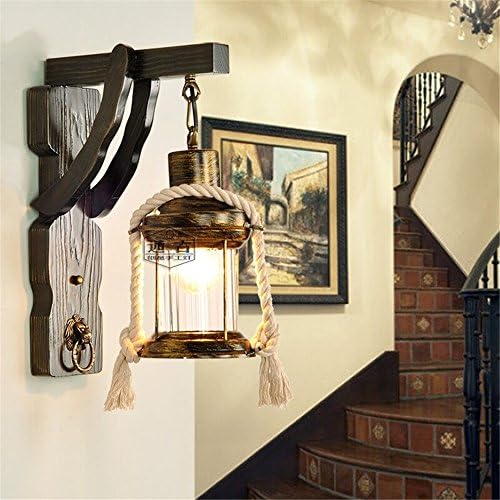 american country wrought Iron wall lamp personality retro lamp reminiscence Bar Coffee Restaurant Attic Wall Lights Balcony Hemp Rope Wall Lamp E27 - 16 * 23 * 38 Cm