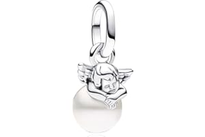 NUNUYAYA Charm Bead Ciondolo in Argento Sterling 925 Flower Clips Brithday Friends con Cubic Zirconia Pendenti Compatibile con Braccialetti e Collane europei,Compleanno di Natale Perline per Donne