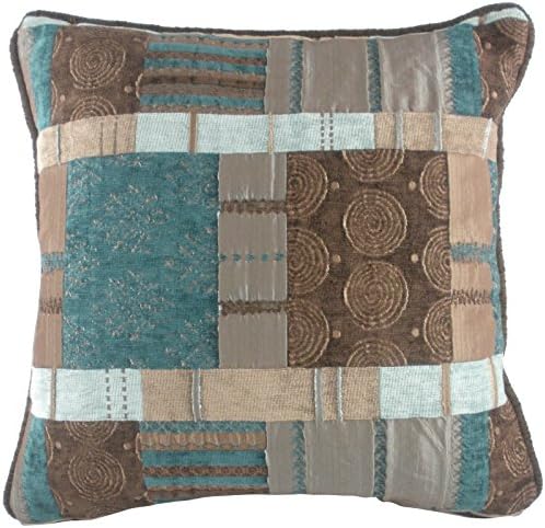Evans Lichfield  Morocco  Azure Blue And Brown Quality Patchwork Style Cushion - 17 Or 22 Inch (22 INCH FEATHER)