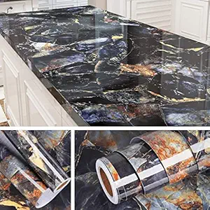 SIA VENDORS Self Adhesive Decorative Contact Paper Peel and Stick Color Wallpaper Waterproof PVC Home Kids Room Kitchen (24 X 48 Inch, Blue Stone Marble)