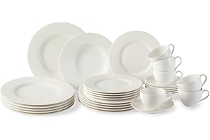 ‎LIKE. BY VILLEROY & BOCH VILLEROY & BOCH vivo by Villeroy & Boch Group – Basic White, zestaw kombi, 30-częściowy, 750 ml, Porcelana Premium, biały