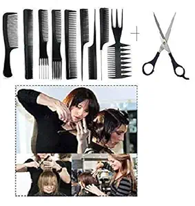 LEYSIN Professional 9 Pcs Cutting Comb Set with Scissor Salon Hair Styling and Cutting Tools For Men And Women Pack Of 1