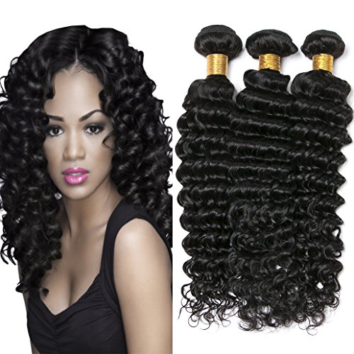 Silkylong Peruvian Hair Deep Wave 3 Bundles Human Hair Weave Extensions Natural Clolor 300G 8 10 12