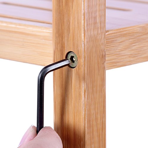 Songmics 3 Ablagen Badregal Badezimmerregal Küchenregal Schuhregal Standregal Bambus Regal 59 x 26 x 66 cm BCB33Y - 7