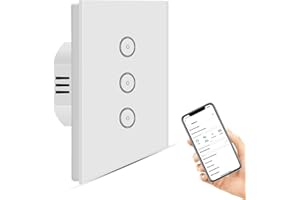 Inteligentny włącznik światła Alexa UseeLink 3-drożny WiFi Touch Light Switch inteligentny szklany przełącznik dotykowy współpracuje z Amazon Alexa i Google Home (3-biegowy, 1 opakowanie)